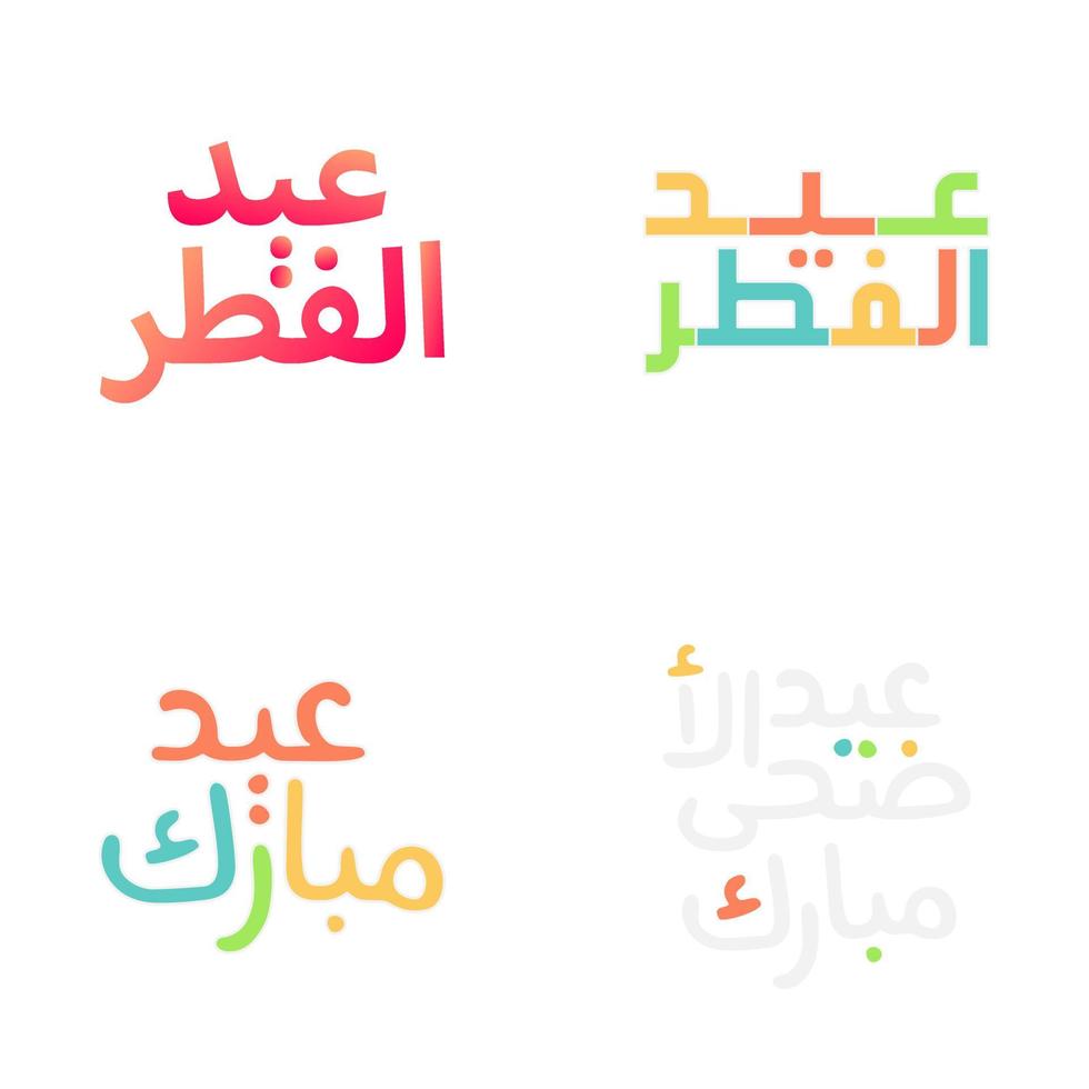 glücklich eid Mubarak Gruß Karten mit traditionell Arabisch Kalligraphie vektor