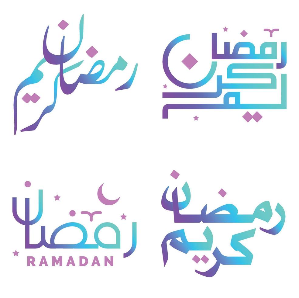 Vektor Illustration von Gradient Ramadan kareem Arabisch Kalligraphie zum Muslim Grüße.