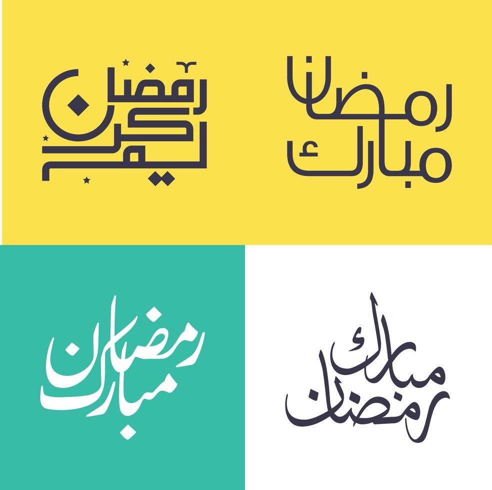 feiern das Monat von Ramadan mit minimalistisch Arabisch Kalligraphie Pack. vektor