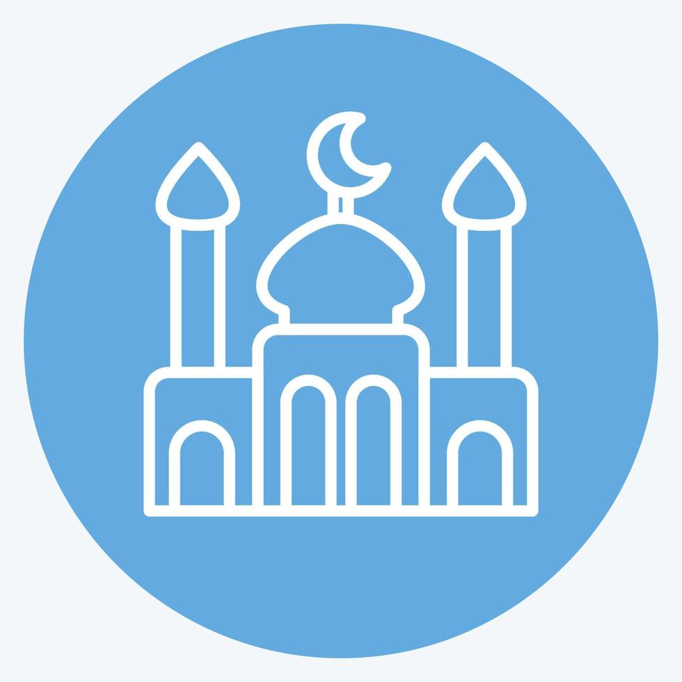 ikon moskén. relaterad till eid al Adha symbol. blå ögon stil. enkel design redigerbar. enkel illustration vektor