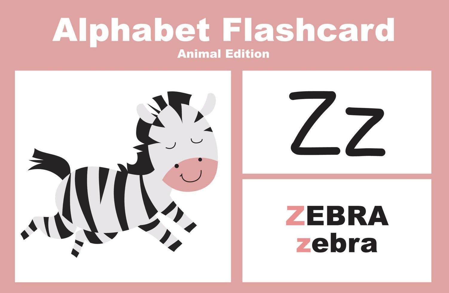 djur- alfabet Flash-kort. pedagogisk tryckbar Flash-kort. vektor illustrationer.