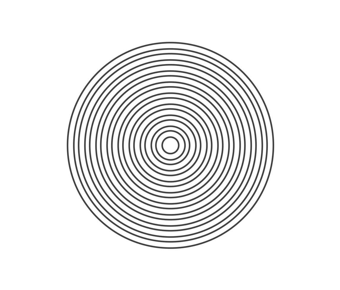 koncentrisk cirkel element. svartvit färgring. abstrakt vektorillustration för ljudvåg, monokrom grafik. vektor