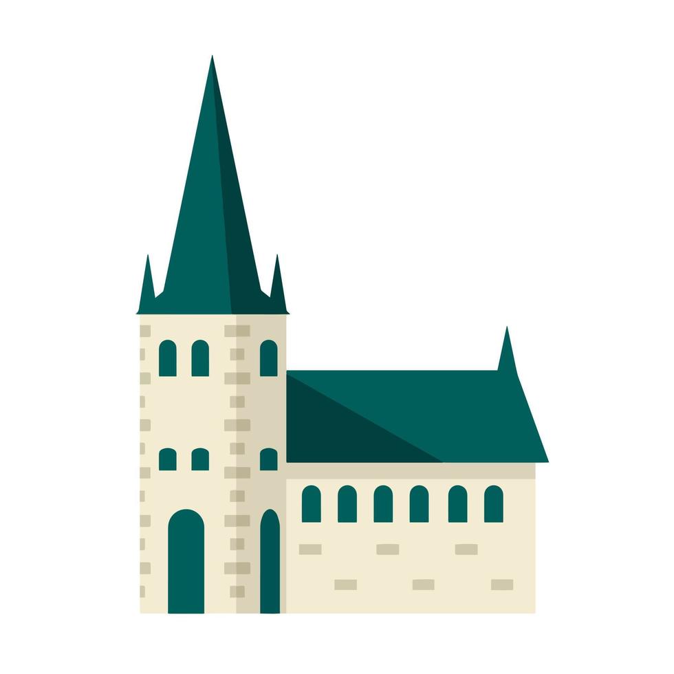 st. olaf kyrka. gammal historisk europeisk stad. kristen tempel. vit torn. element av medeltida stad med hus och röd tak. estniska turist attraktion i tallinn. vektor