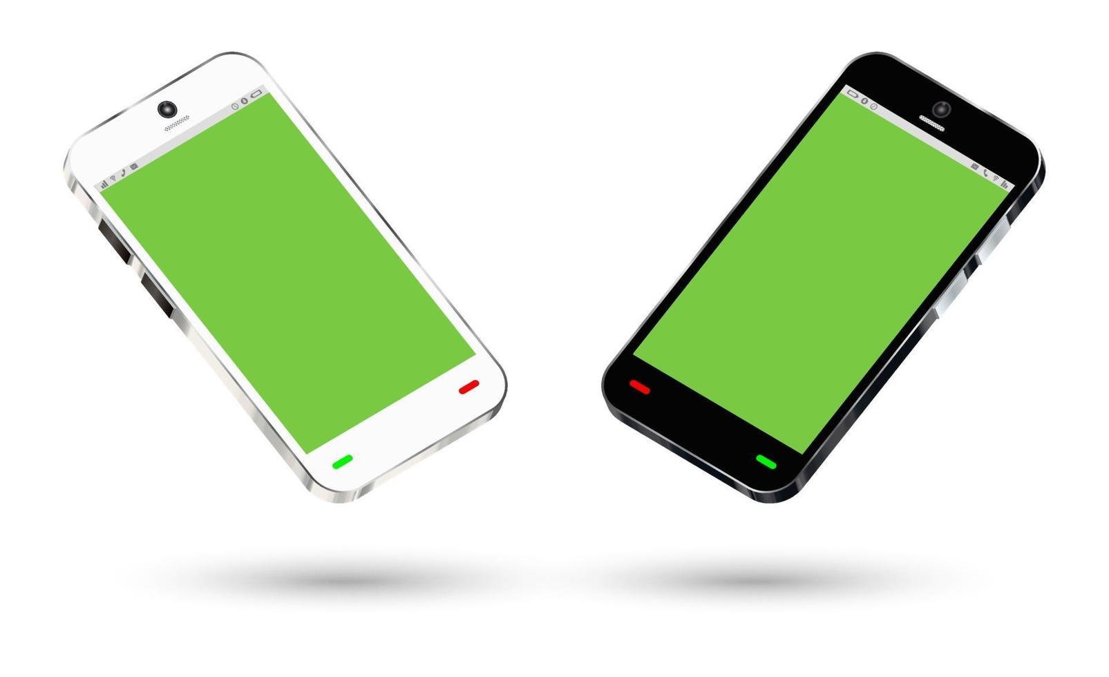 Seitenansicht eines Smartphones mit einem grünen Bildschirm vektor