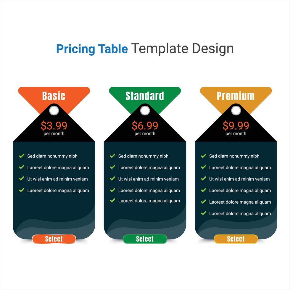 Vektor Tabelle von Preisgestaltung Vergleich Kisten Infografik Vorlage