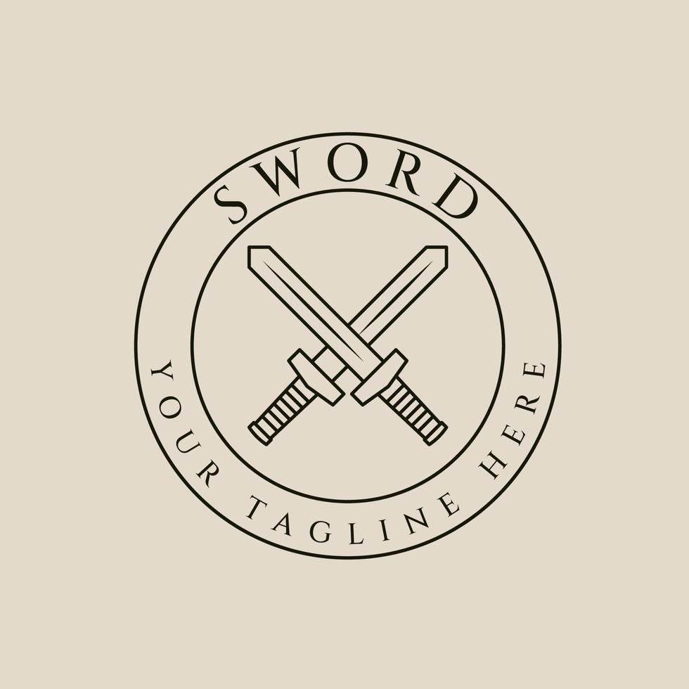 Schwert Linie Kunst Logo, Symbol und Symbol, mit Emblem Vektor Illustration Design