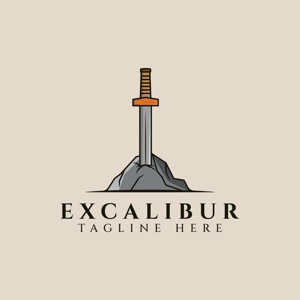 excalibur årgång logotyp, ikon och symbol, vektor illustration design