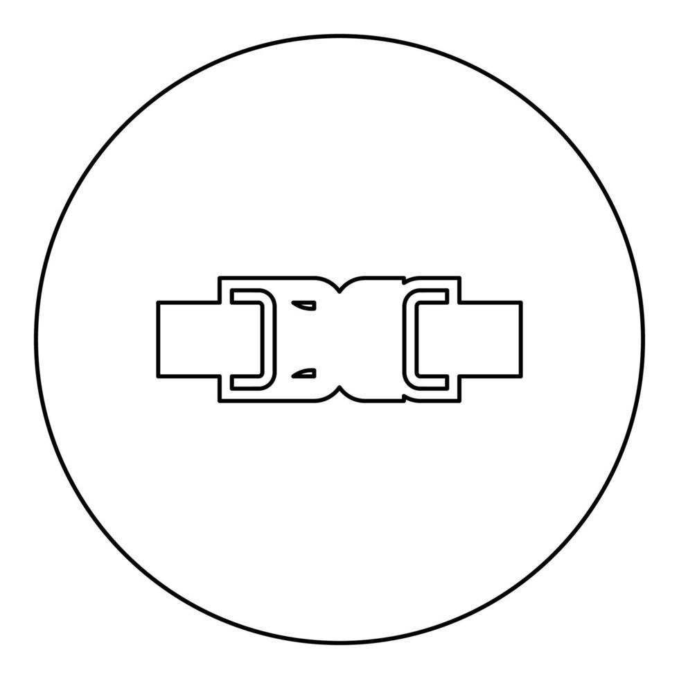spänne fästanordning lås möbel för kläder systemet av snabb knäppa Ansluta sig för ryggsäck väska stängd ikon i cirkel runda svart Färg vektor illustration bild översikt kontur linje tunn stil