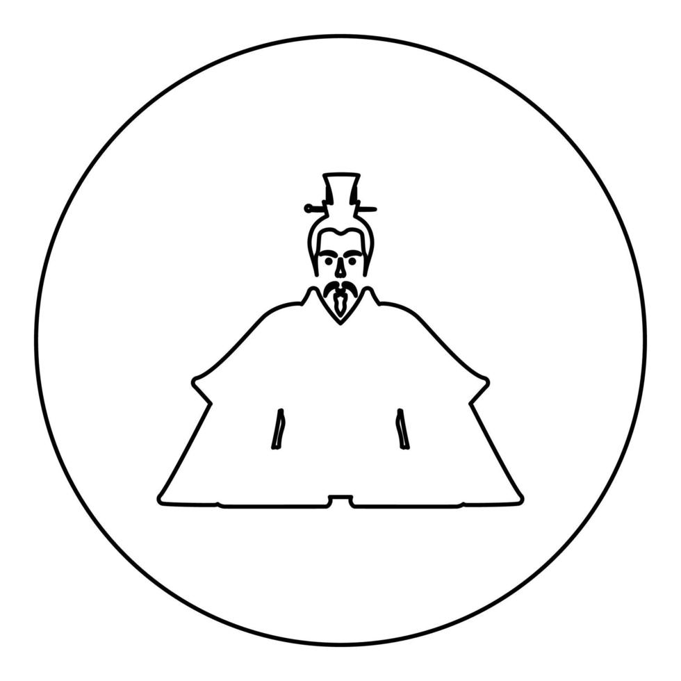 kejsare japan Kina silhuett kinesisk adel japansk gammal karaktär avatar kejserlig linjal ikon i cirkel runda svart Färg vektor illustration bild översikt kontur linje tunn stil