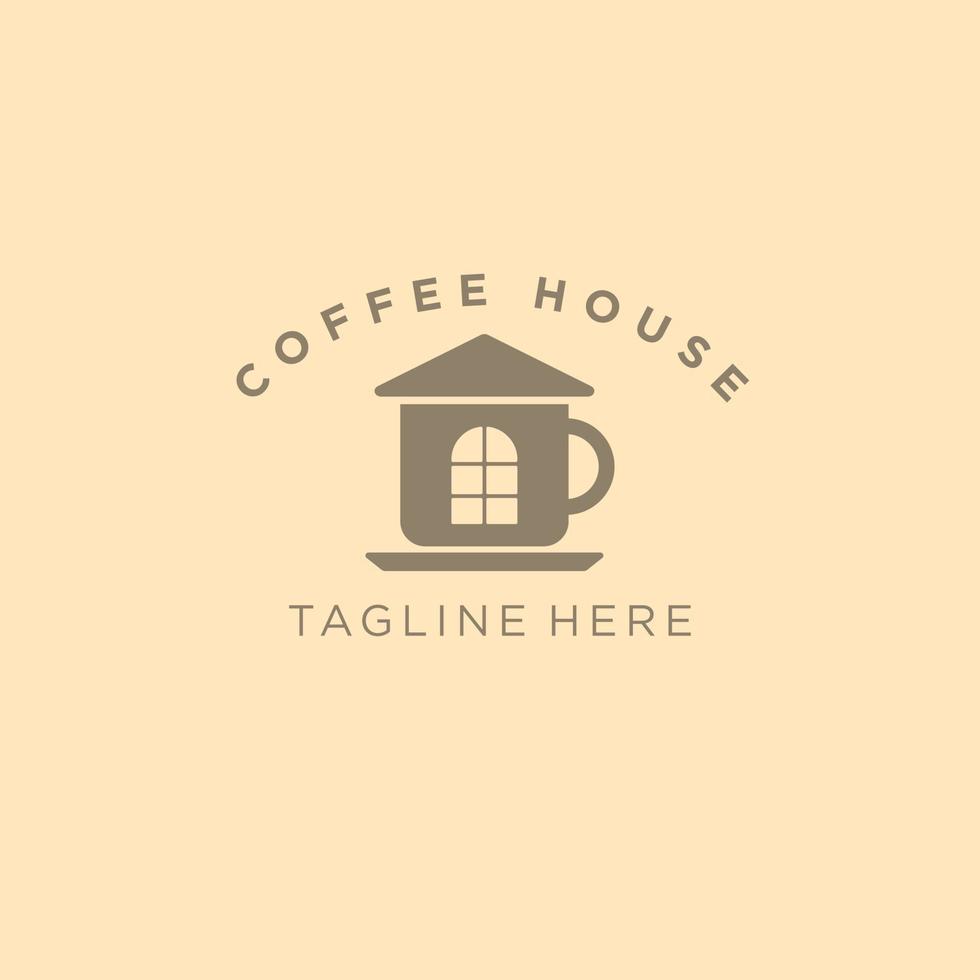 Kaffee Haus Logo mit Tasse von Kaffee und Dach Symbol Symbol kostenlos Vektor