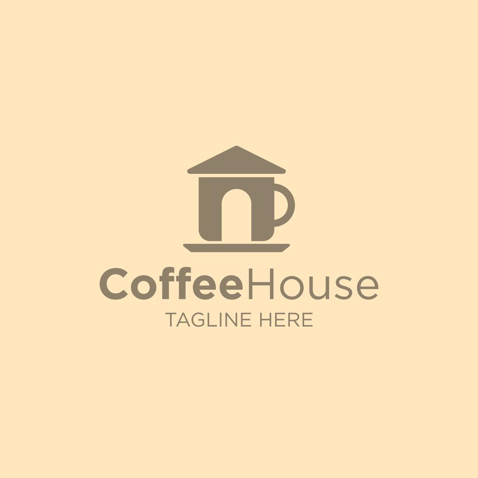 Kaffee Haus Logo mit Tasse von Kaffee und Dach Symbol Symbol kostenlos Vektor