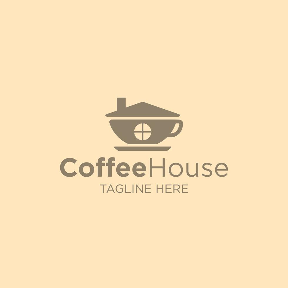 kaffe hus logotyp med kopp av kaffe och tak ikon symbol fri vektor