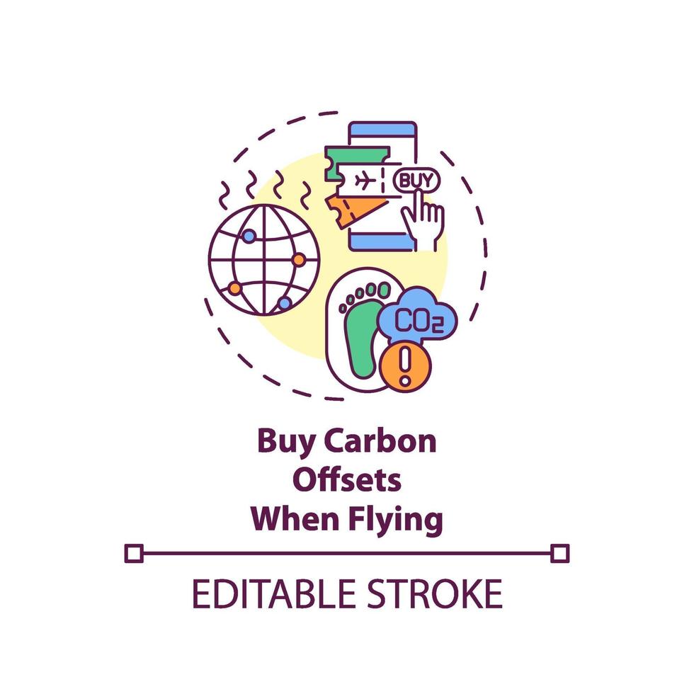 Kaufen Sie Carbon Offsets, wenn Sie das Konzept Icon fliegen vektor