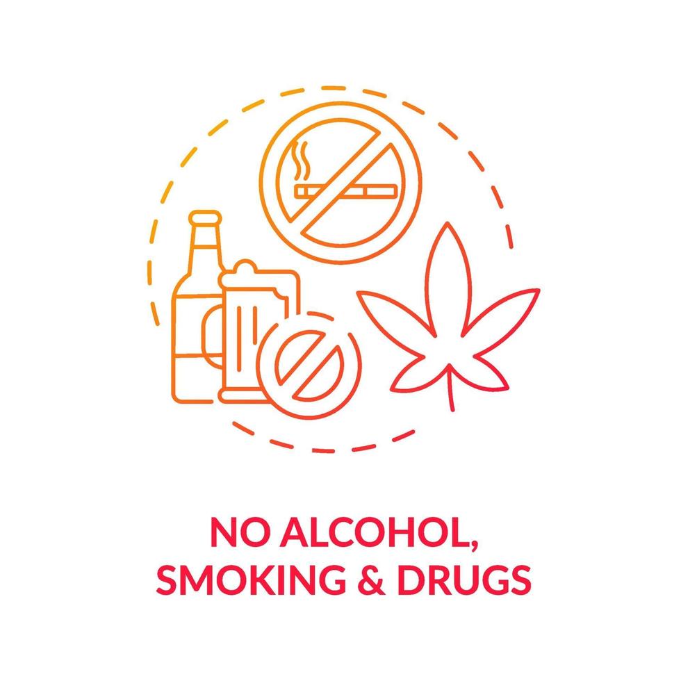 ingen alkohol, rökning och droger koncept ikon vektor
