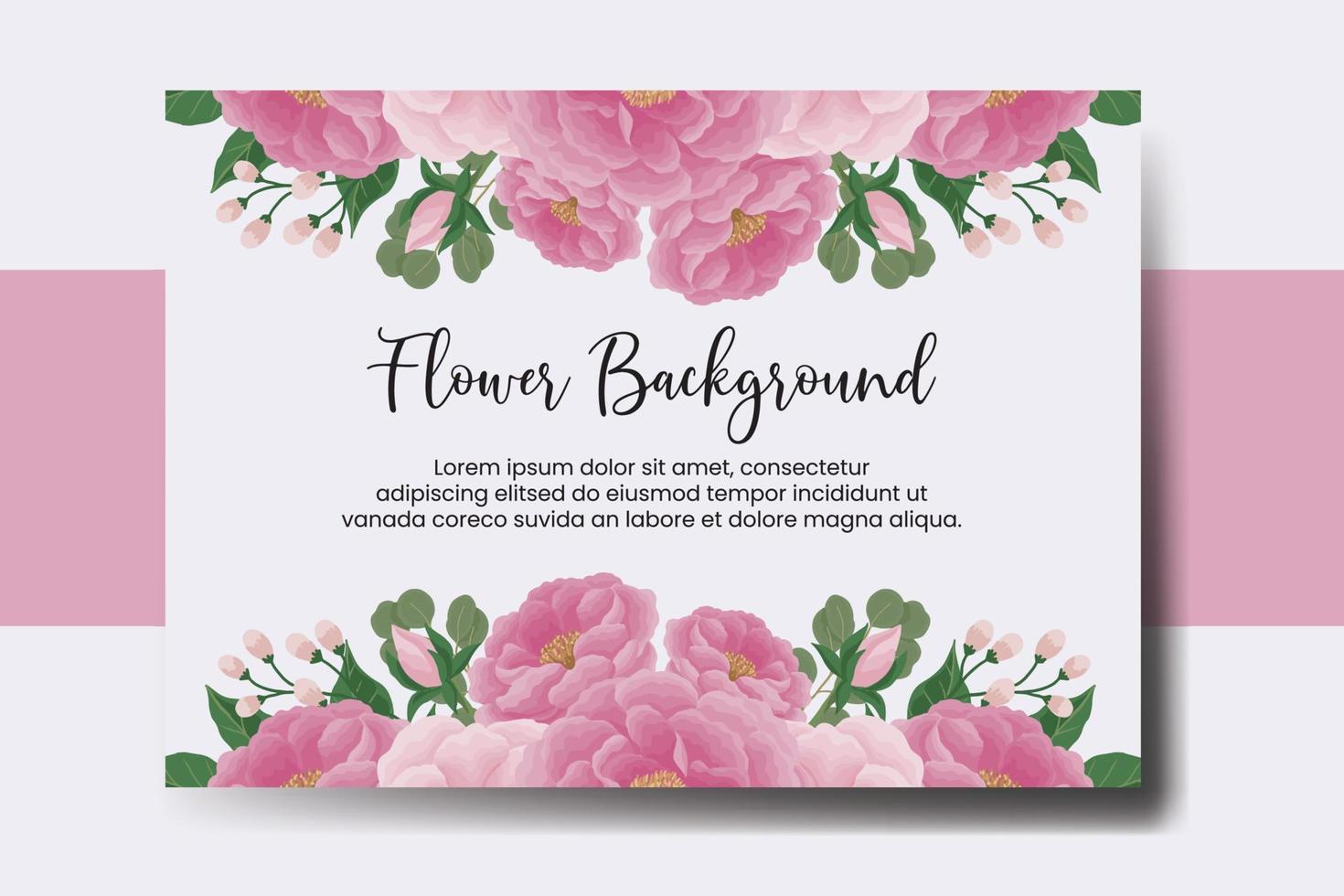 bröllop baner blomma bakgrund, digital vattenfärg hand dragen pion blomma design mall vektor