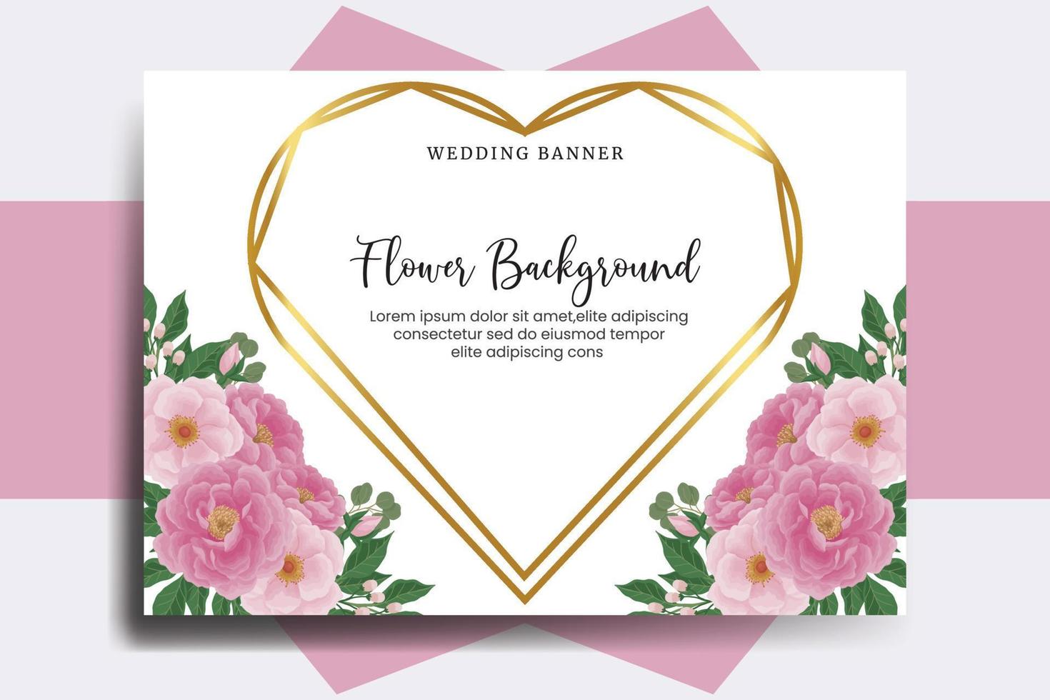 Hochzeit Banner Blume Hintergrund, Digital Aquarell Hand gezeichnet Pfingstrose Blume Design Vorlage vektor