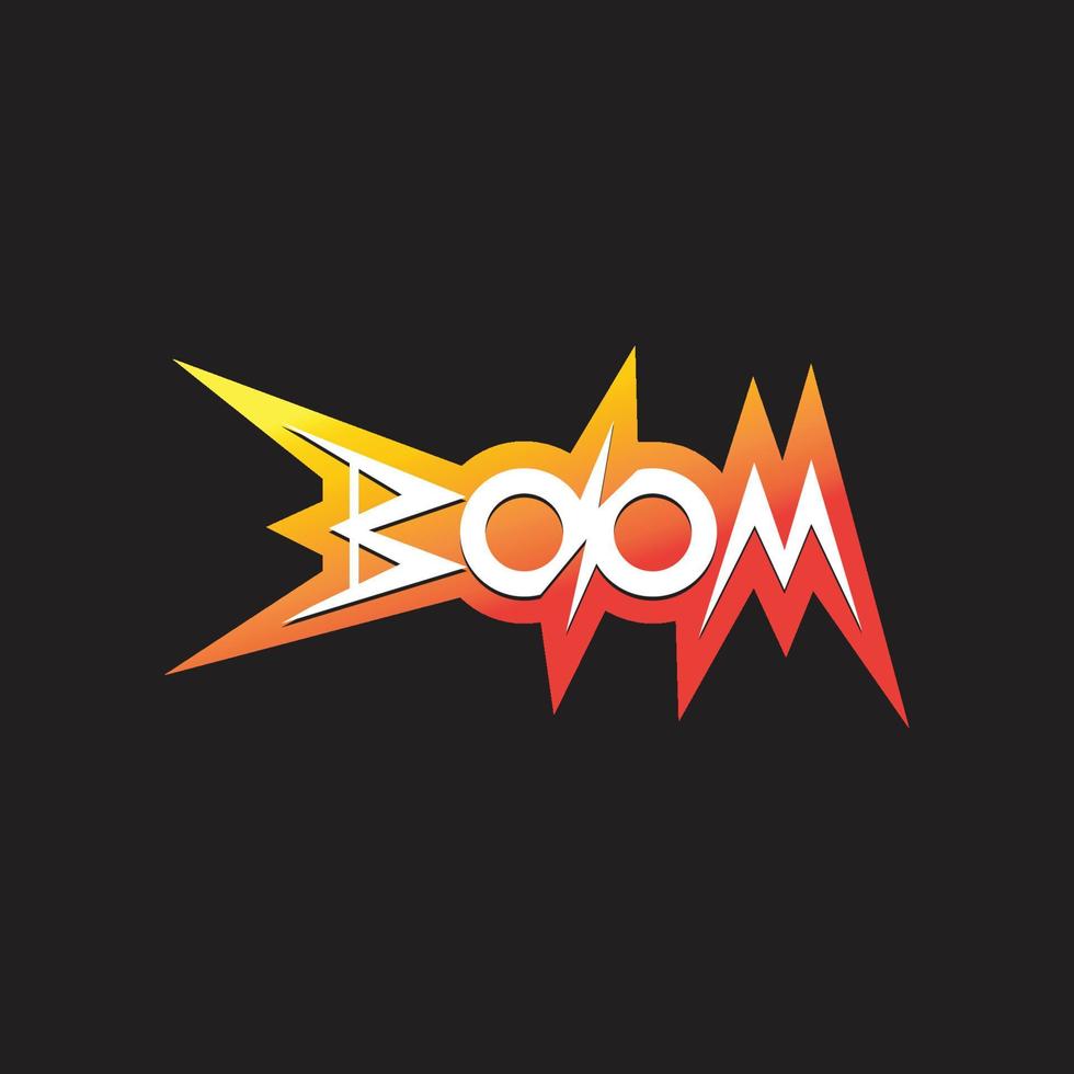Boom Logo , Text, Typografie, Wort, Schriftart, Bombe, Feuer bereit zu Boom, Symbol, Grafik, Vektor. vektor