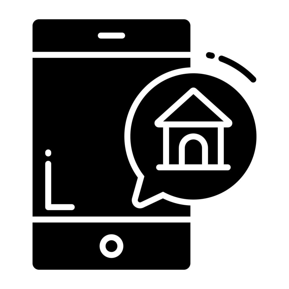 Haus Innerhalb Plaudern Blase mit Handy, Mobiltelefon Vektor von Eigentum Botschaft
