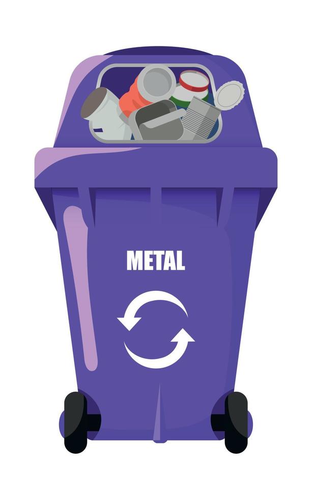 lila Vektor Müll Behälter zum Metall