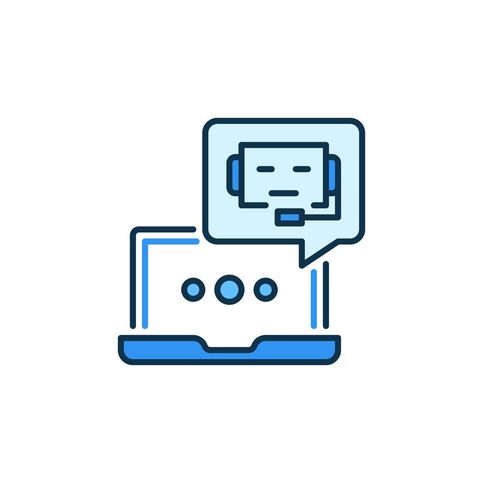 Chatbot und Laptop Computer Vektor online Unterstützung Bedienung farbig Symbol