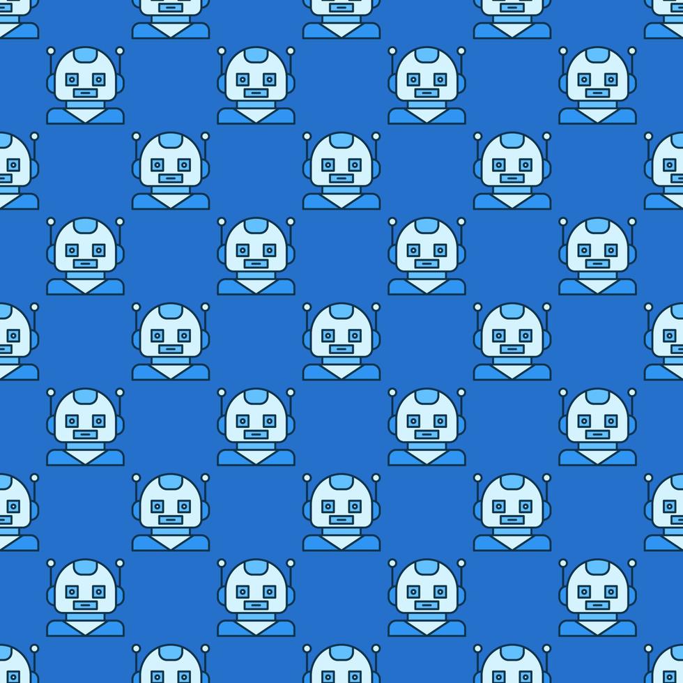 komisch Roboter Chatbot Vektor Konzept Blau nahtlos Muster
