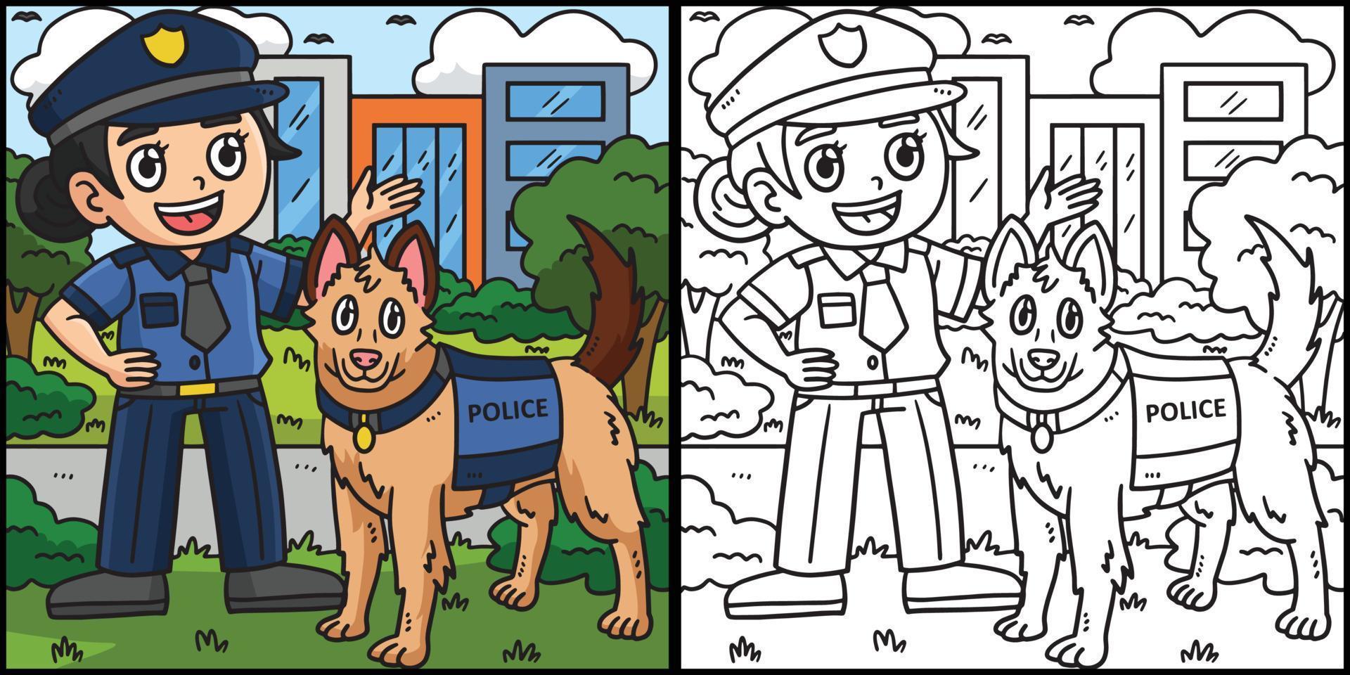 Polizei Offizier und Polizei Hund Illustration vektor