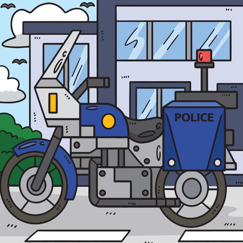 Polizei Motorrad farbig Karikatur Illustration vektor