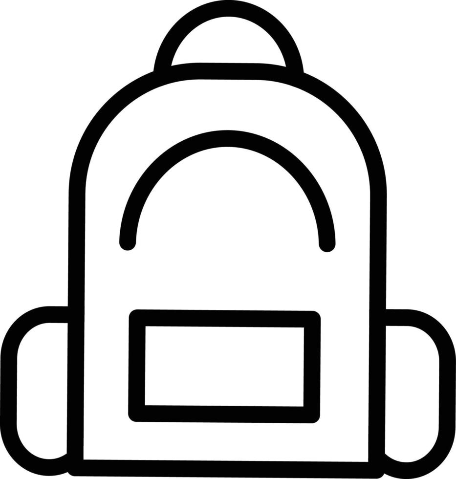 ryggsäck ikon, kontur vektor logotyp illustration, linjär piktogram markerad på en vit bakgrund