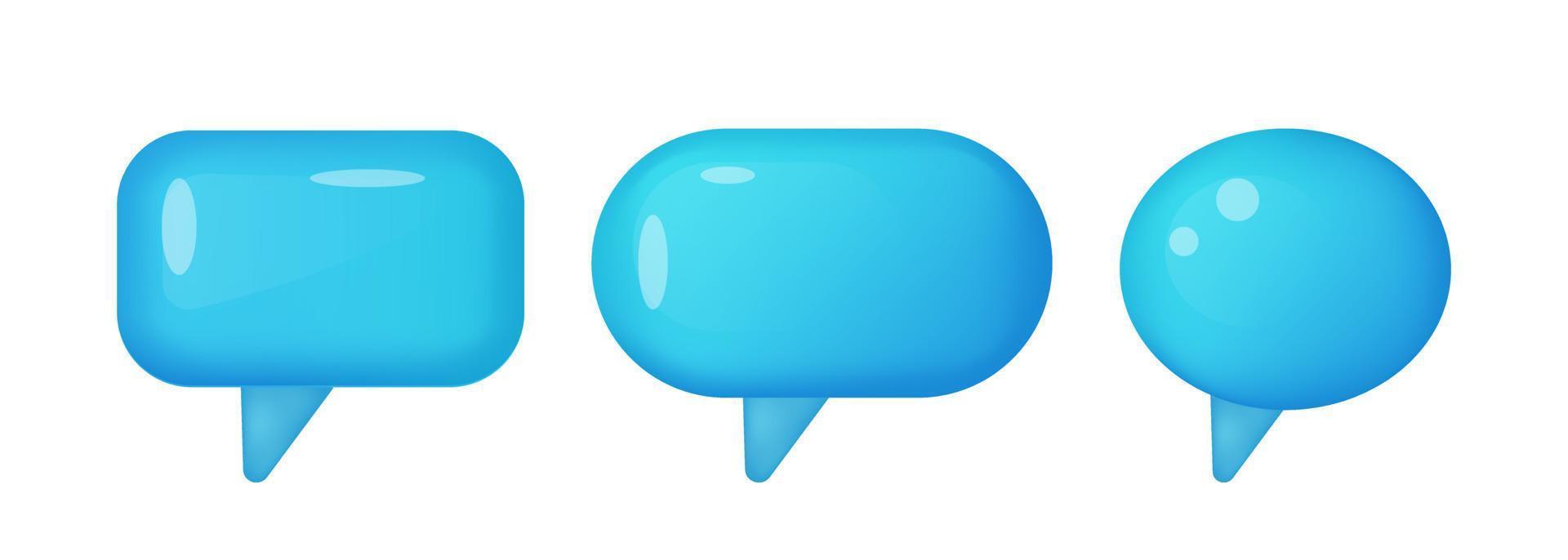 3d blå Tal bubbla, social media chatt meddelande ikon. vektor