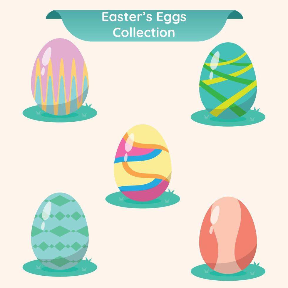 uppsättning av färgad påsk ägg ikoner vektor illustration