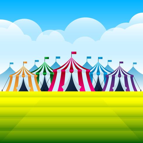 Circus Tent På En Län Fair Fair Illustration vektor