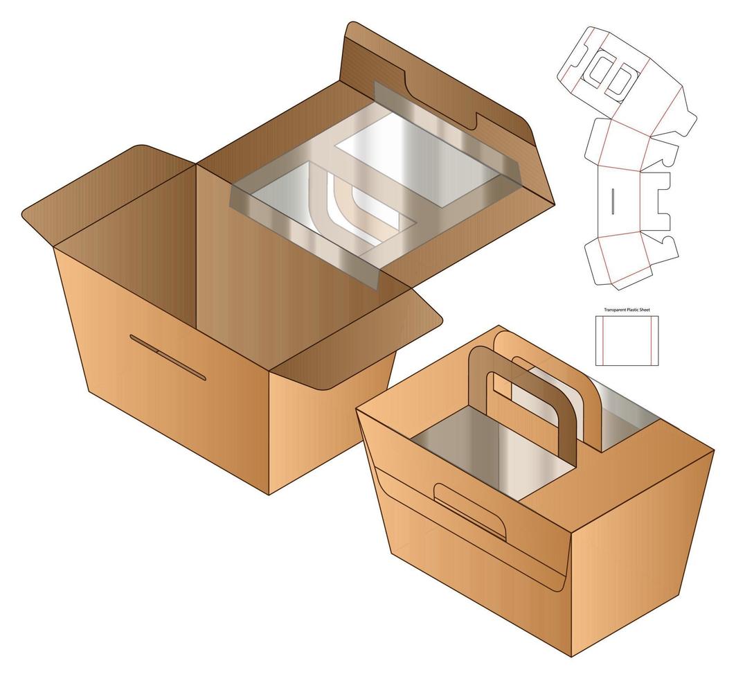 Box Verpackung gestanzte Vorlage Design. 3D-Modell vektor