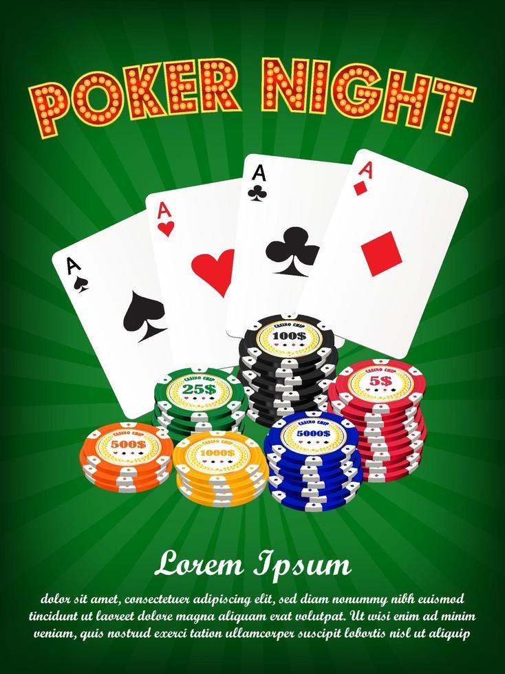 casino poker natt med kostymkort och marker vektor