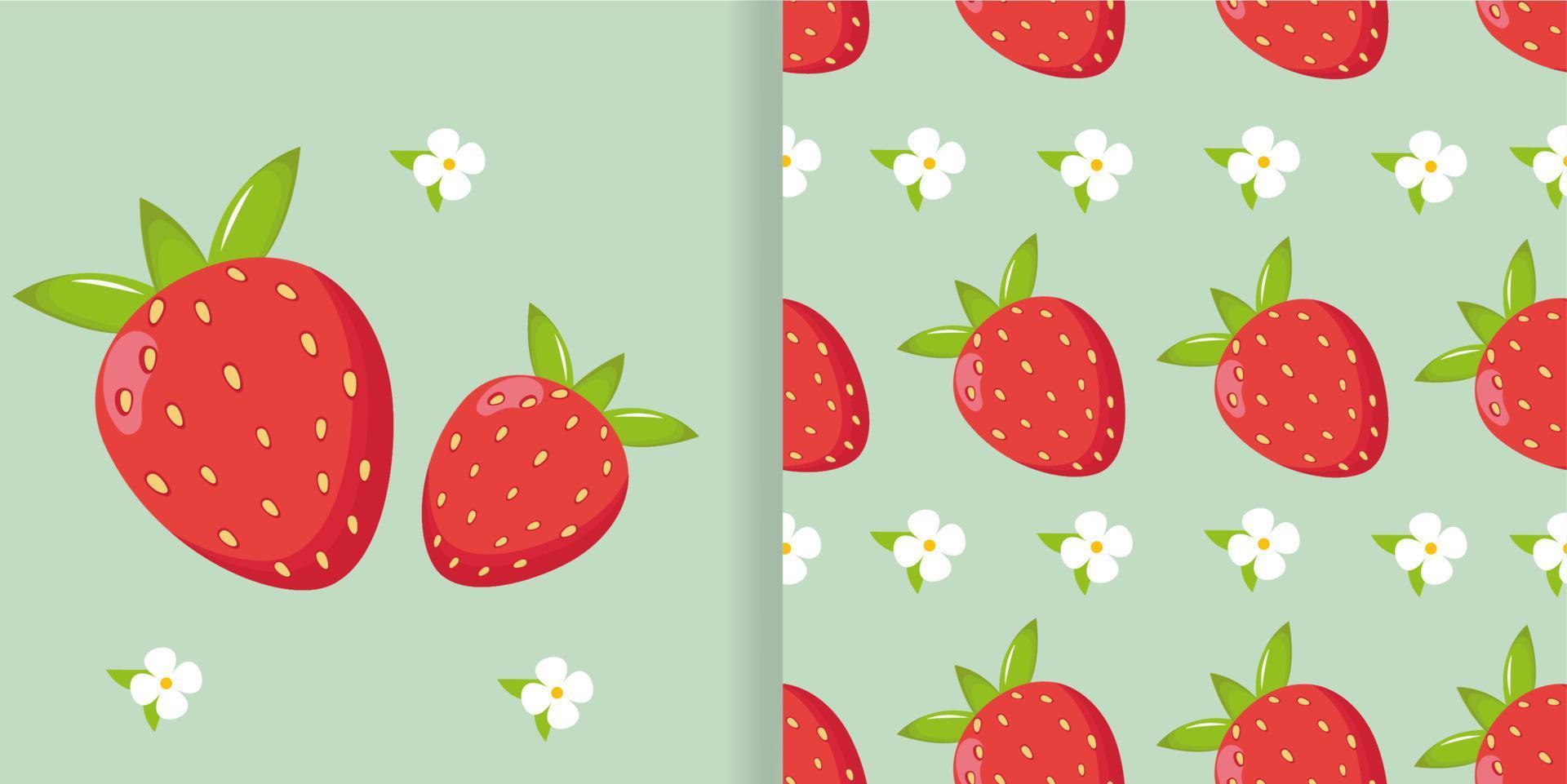 Erdbeere Illustration mit nahtlos Erdbeere Muster. vektor