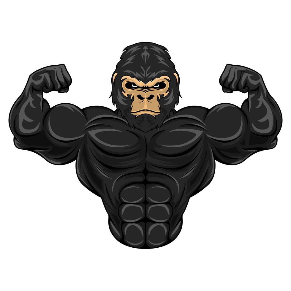 muskulös svart gorilla maskot vektor