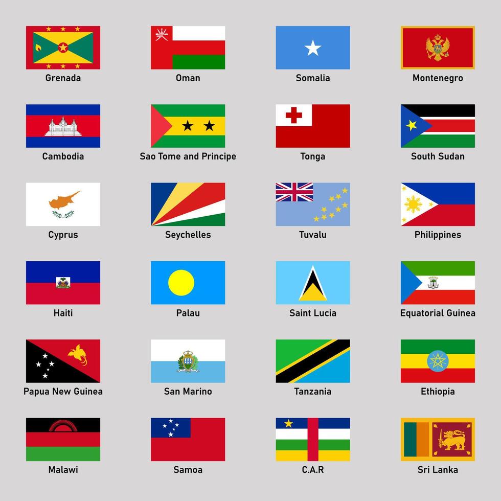uppsättning av flaggor av annorlunda länder i platt stil. vektor