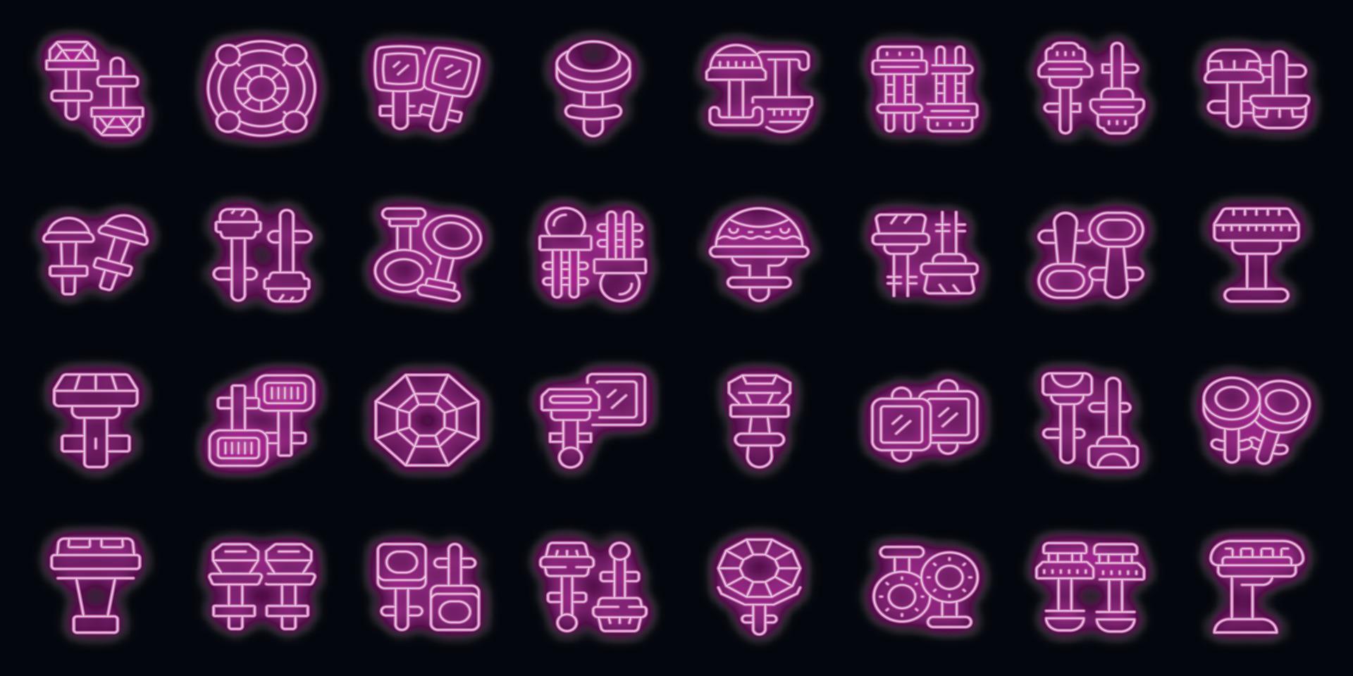 manschettknappar ikoner uppsättning vektor neon