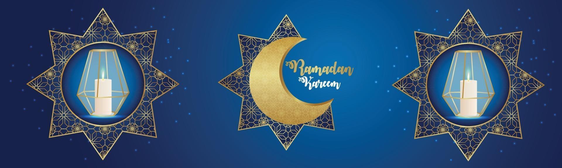 islamisches Festival Ramadan Kareem Feier Banner mit kreativen Mond und Laterne vektor