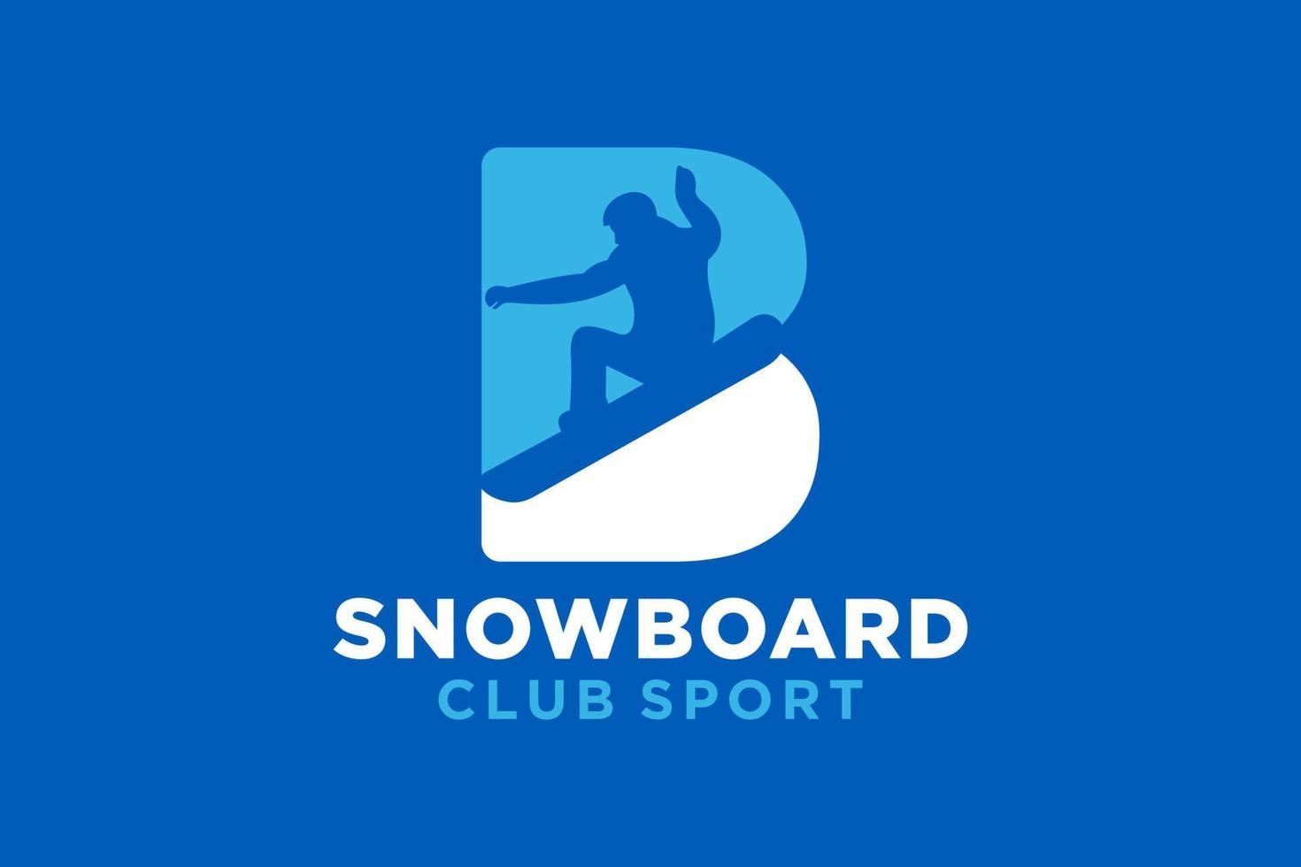 vektor initialer brev b med snowboard kreativ geometrisk modern logotyp design.