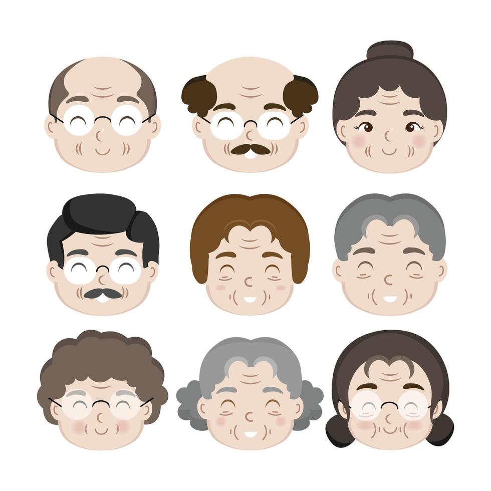 gamla människor tecknade avatarer. tecknad illustration vektor