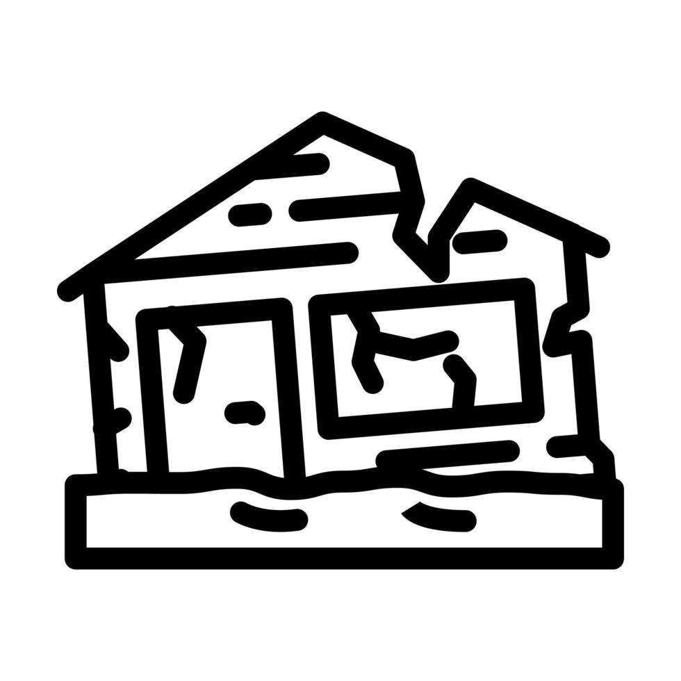 bruten hus katastrof linje ikon vektor illustration