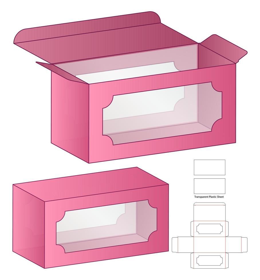 låda förpackning stansad mall design. 3d mock-up vektor