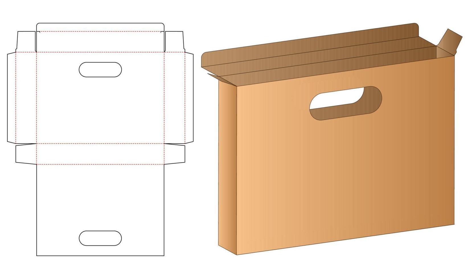 låda förpackning stansad mall design. 3d mock-up vektor