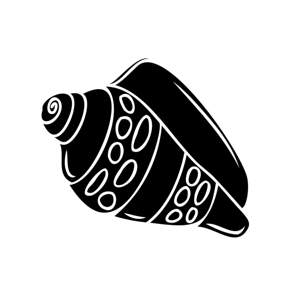 platt vektor ikon av en snäckskal eller mussla i svart. silhuett av en snäckskal