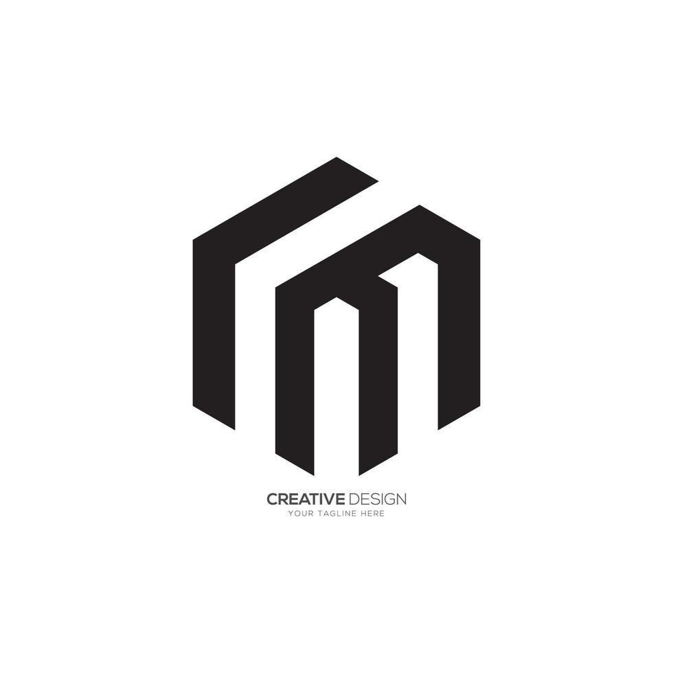 brev c m eller l m modern unik form kreativ sexhörning monogram logotyp vektor