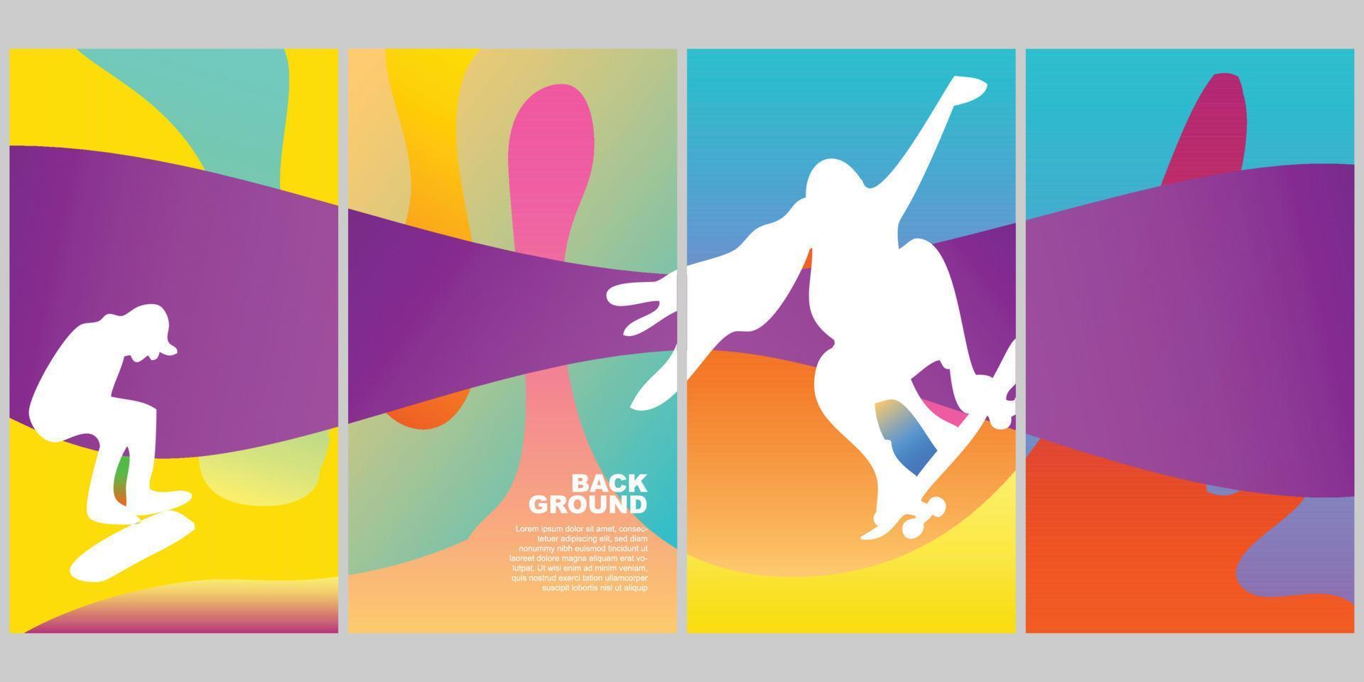 bakgrund uppsättning skateboard sommar Färg pop- vertikal lutning vektor