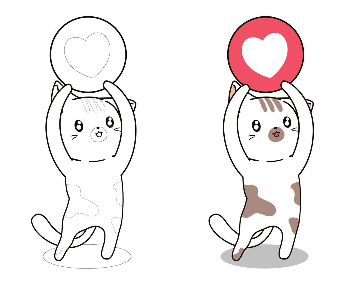 Katze mit Herzikone Cartoon Malvorlagen vektor