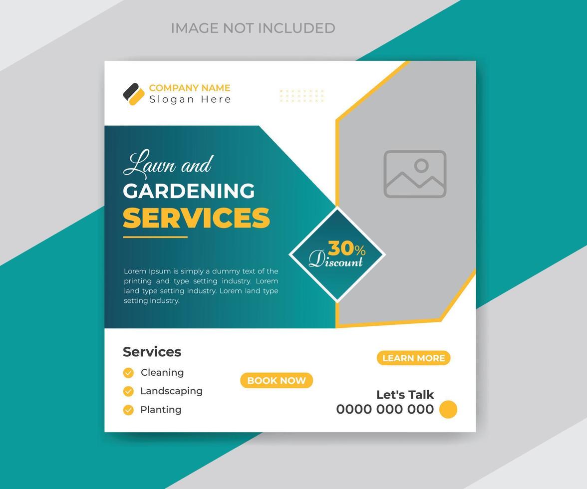 gräsmatta och trädgårdsarbete landskaps service social media posta baner mall vektor