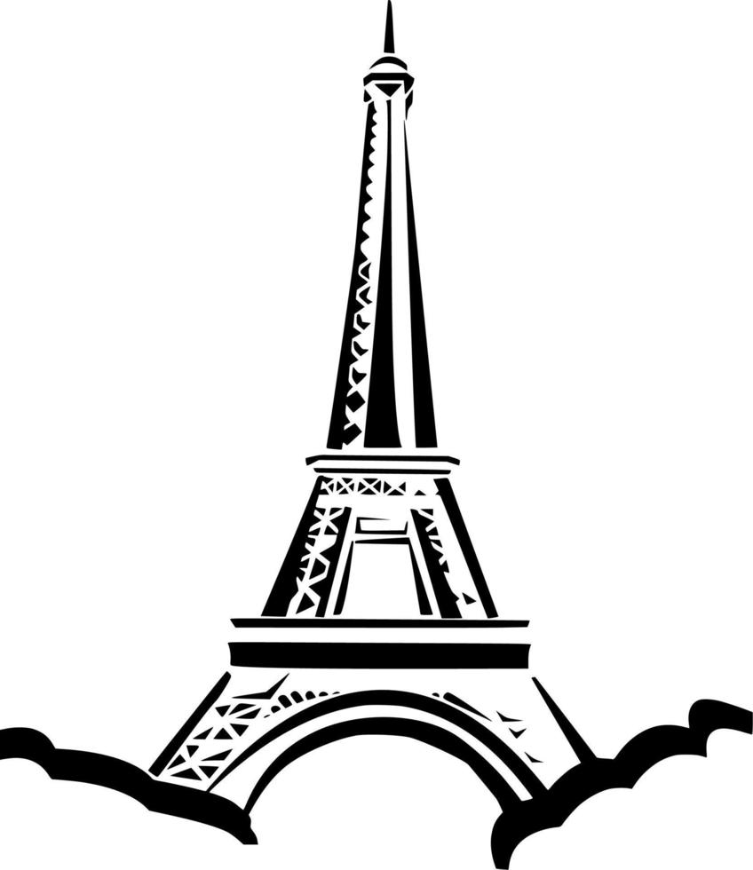 Vektor Silhouette von Eiffel Turm auf Weiß Hintergrund