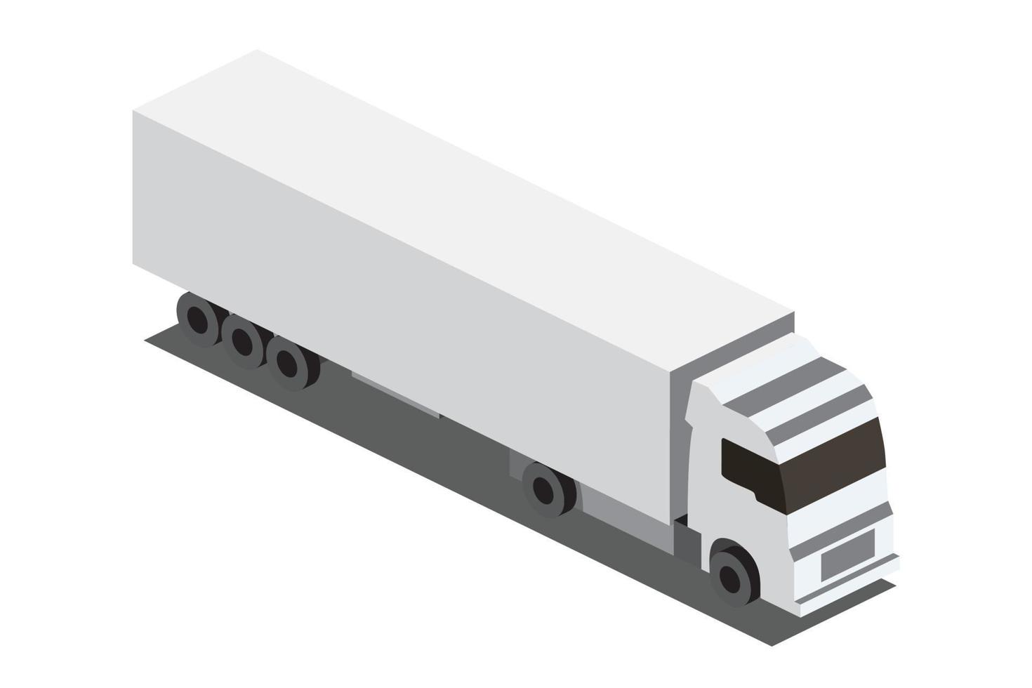 isometrisch Weiß Ladung LKW Transport isoliert auf Weiß. modern Lieferung LKW Fahrzeug. Auto zum das Wagen von Waren. vektor